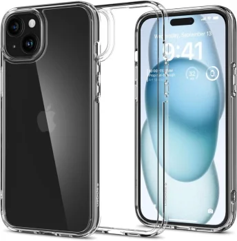 Spigen Ultra Hybrid dėklas iPhone 15 telefonui, skaidrus