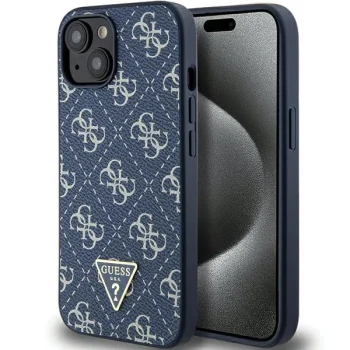 Guess dėklas iPhone 15 Plus / 14 Plus 4G Triangle Metal Logo, mėlynas