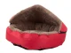 Soft pet house bed for cat or dog with removable roof, red
