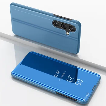 Hurtel Clear View atverčiamasis dėklas Samsung Galaxy S24 FE telefonui, mėlynas