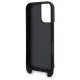 Karl Lagerfeld iPhone 16 dėklas Saffiano Karl&Choupette Metal Pin su dirželiu, juodas