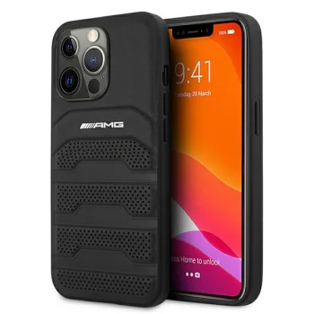 Mercedes AMG dėklas iPhone 13 / 13 Pro, Debossed Lines, juodas
