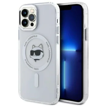 Karl Lagerfeld IML Metal Choupette Head MagSafe dėklas iPhone 12 / 12 Pro, baltas