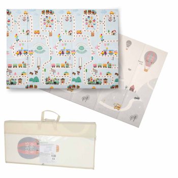 Double-Sided Foam Play Mat 150x200cm Folding Street Design, Multicolor (DAMAGED STORAGE BAG)