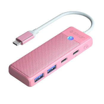 Orico PAPW2AC-C3-C3 USB-C šotuvas (2x USB-A, USB-C, 100W PD), 0.15 m, rožinis