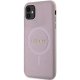 Guess dėklas iPhone 11 / XR Saffiano MagSafe, rožinis