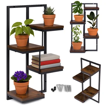 ModernHome 4-Tier Wall Shelf for Flowers and Decor, Loft Style
