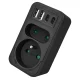 Tinklo šakotuvas Maclean MCE249 F/B 2 lizdai, 2x USB-A 18W, 2x USB-C PD 20W, juodas