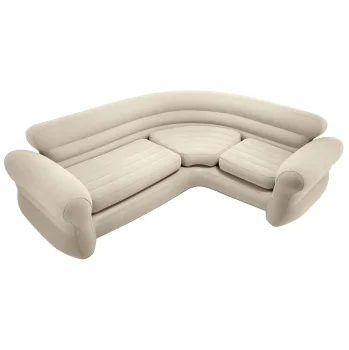 Pripučiama kampinė sofa Intex 132896, 4 vietų, 257x203x76 cm, smėlio spalvos