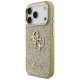 Guess Fixed Glitter Big 4G Metal Frame dėklas iPhone 17 Pro, auksinis