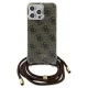 Guess dėklas iPhone 15 Pro telefonui Crossbody Cord 4G Print, rudas