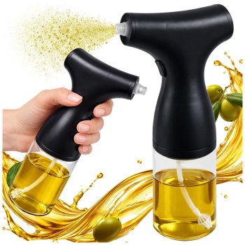 Electric Olive Oil Sprayer 200ml Glass Dispenser USB Rechargeable, Black