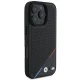 BMW dėklas iPhone 16 Pro telefonui M Perforated Tricolor Line MagSafe, juodas