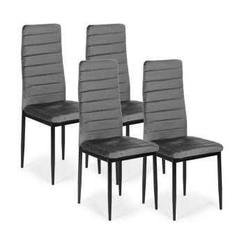 Mebelki24 Velvet valgomojo kėdės, 4 vnt., pilkos