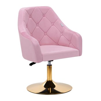 Aksominė kėdė 4Rico QS-BL14G grožio salonams, rožinė
