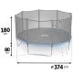 Neo-Sport batutas 374 cm (12 ft) su išoriniu tinklu ir kopėtėlėmis
