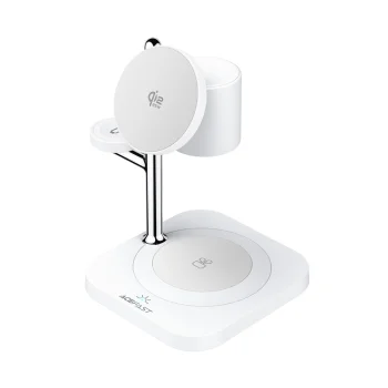Belaidis įkroviklis 4-in-1 Acefast E39 Qi2.2 25W su naktine lempute, baltas