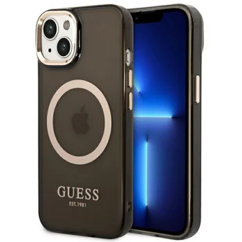 Guess GUHMP14SHTCMK Gold Outline MagSafe Case for iPhone 14 Black/Gold