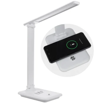 Maclean MCE616 W LED stalinė lempa su Qi belaidžiu įkrovikliu, 9W, balta