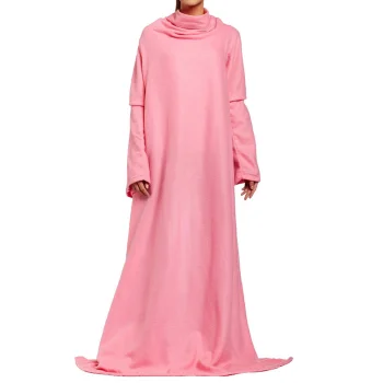 Švelnus flisinis pledas su rankovėmis Snuggie, rožinis