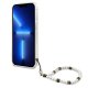 Guess Pearl skaidrus dėklas su perlais iPhone 13 mini, baltas