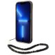 Guess Translucent Pearl Strap dėklas su virvele iPhone 14 Plus, juodas