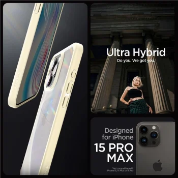 Spigen Crystal Hybrid dėklas iPhone 15 Pro Max, Clear Beige