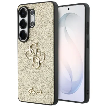 Guess Fixed Glitter Big 4G dėklas Samsung Galaxy S26 Ultra, auksinis