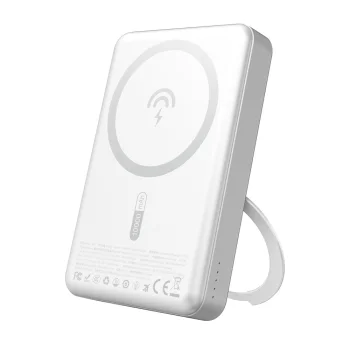 Dudao K28 MagSafe išorinė baterija 10000mAh su žiediniu stoveliu, sidabrinė