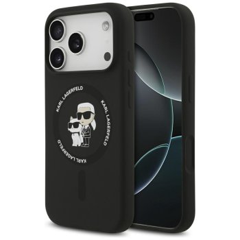 Karl Lagerfeld Silicone Karl&Choupette Ring MagSafe dėklas iPhone 17 Pro Max, juodas