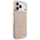 Guess IML Flowers Electro Pearl Strap MagSafe dėklas iPhone 17 Pro Max, rožinis
