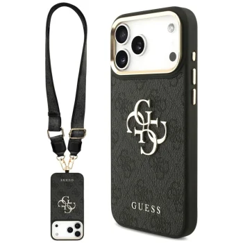 Guess 4G Big 4G Classic Logo case for iPhone 18 Pro / 17 Pro, black, with strap