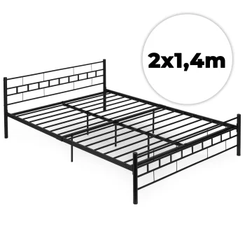 Metalinė lova 140x200 cm su grotelėmis ModernHome, juoda