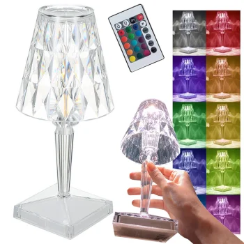 Stalo lempa su krištolo efektu, LED RGB, su pulteliu, USB