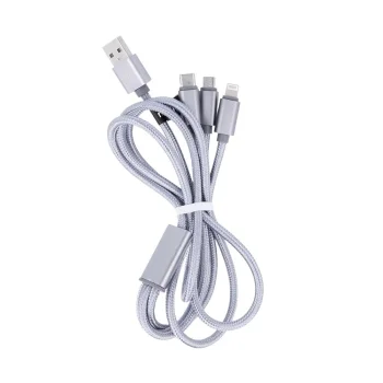 Maxlife 3in1 USB laidas - Lightning / USB-C / microUSB 1 m 2,1A, pilkas