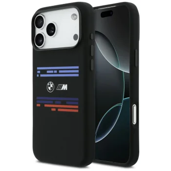 BMW M Silicon Horizontal Line MagSafe dėklas iPhone 17 Pro Max, juodas