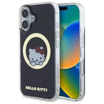 Hello Kitty iPhone 16 dėklas IML Sweet Kitty MagSafe, juodas