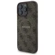 Guess dėklas iPhone 16 Pro Max telefonui 4G Ring Classic Logo MagSafe, rudas