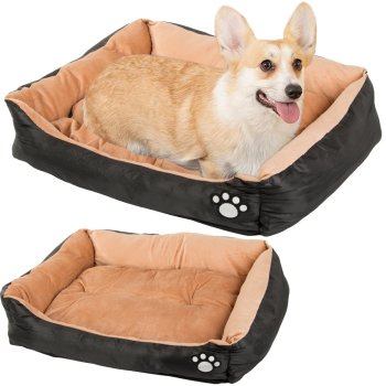 Plush pet bed with cushion, medium size, 60x50 cm, black