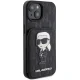 Karl Lagerfeld dėklas iPhone 15 telefonui Saffiano Monogram Ikonik Patch, juodas