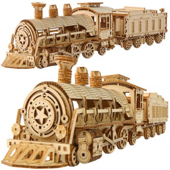 Kruzzel 3D Puzzle Steam Locomotive with Tender, 282 Pieces