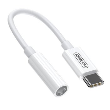 Joyroom SH-C1 3.5mm Mini Jack (moteriškas) į USB-C (vyriškas) adapteris, baltas