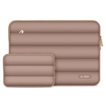 Tech-Protect Puffy nešiojamojo kompiuterio dėklas 13-14" su priedų dėklu, rudas