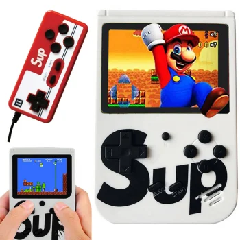 Mini retro nešiojama žaidimų konsolė, 400 žaidimų, 3.0" TV, balta/raudona