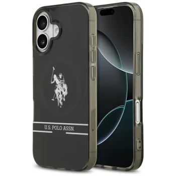 U.S. Polo Assn. MagSafe dėklas, skirtas iPhone 17, juodas