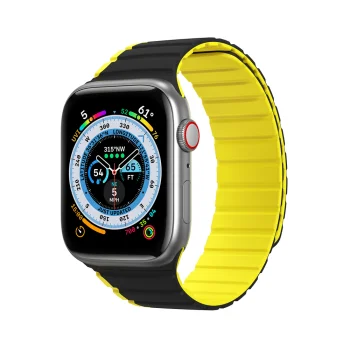 Magnetinis dirželis Apple Watch 41 / 40 / 38 mm Dux Ducis LD Version, juodas ir geltonas