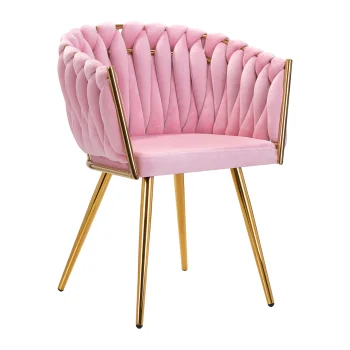 Ergonomiška aksominė salono kėdė 4Rico QS-GW06G, rožinė