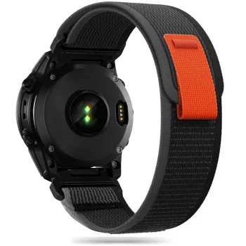Tech-Protect nailoninis dirželis Garmin Fenix 5 / 6 / 6 Pro / 7, Juoda / Oranžinė