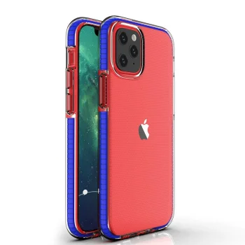 Clear TPU Gel Case Spring Case for iPhone 13 mini with Frame, Dark Blue