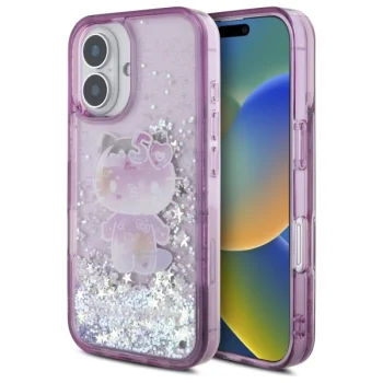 Hello Kitty Liquid Glitter 50TH Anniversary Party dėklas, skirtas iPhone 16, violetinis